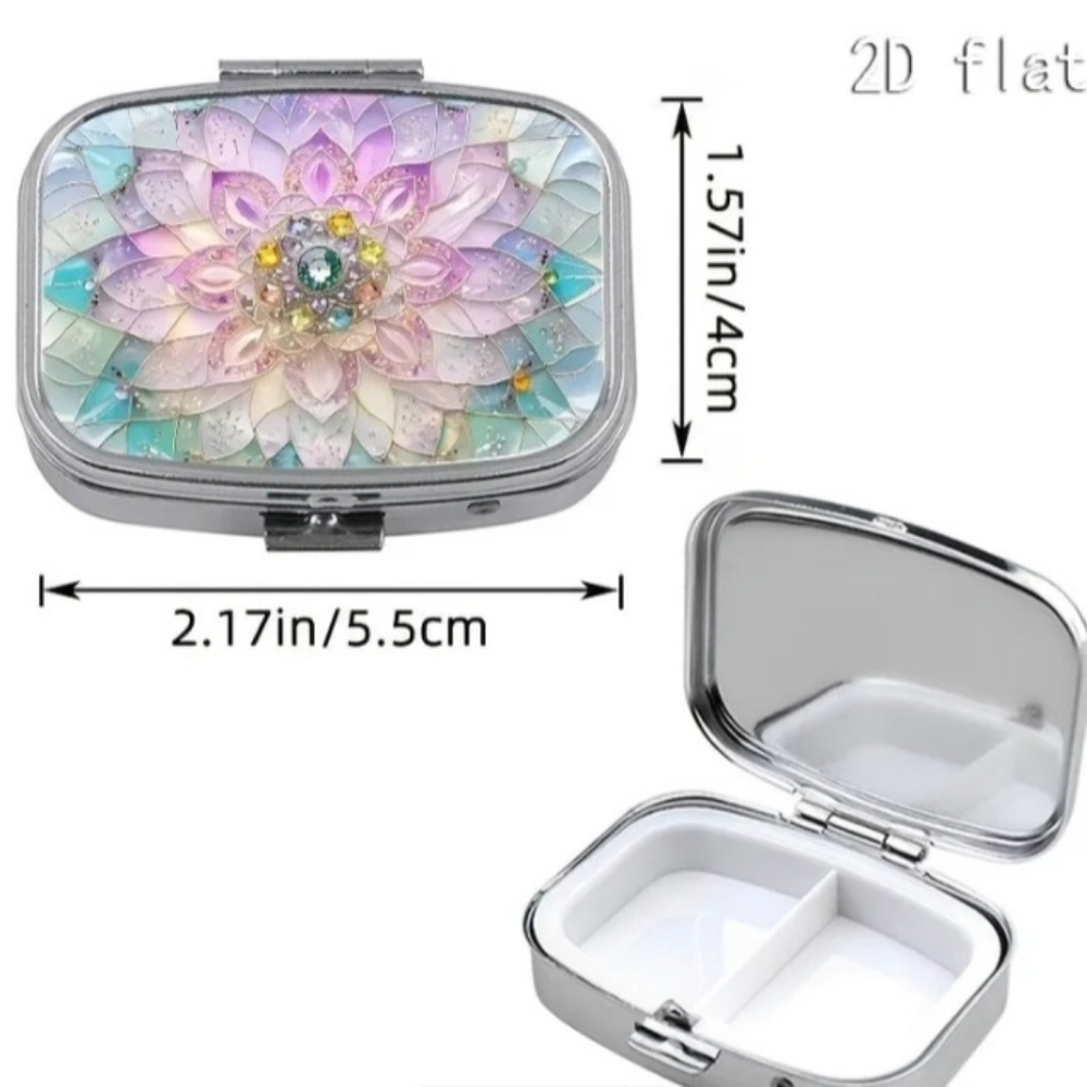 Travel Pill Box 2 Compartments Pastel Flower - Picture 6 of 6